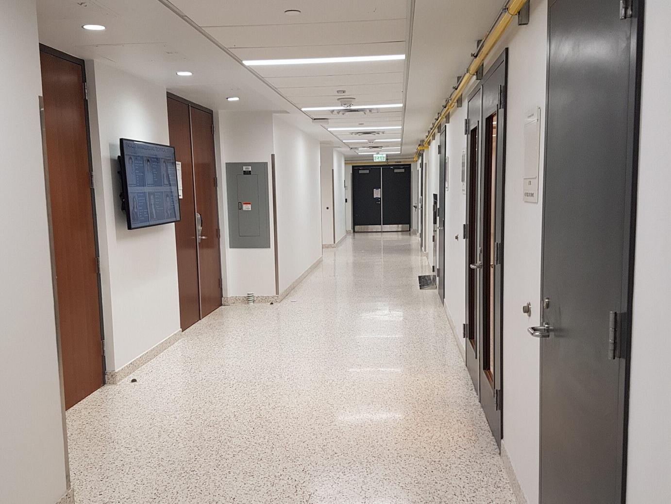 entrance to electron microscopy facility inside engineering education and research center